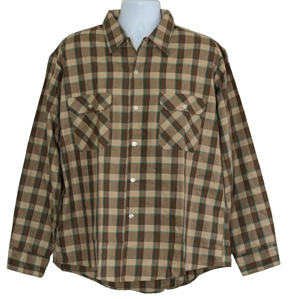 Sears Fieldmaster Shirt Mens XL Multicolor Perma Prest Flannel Plaid